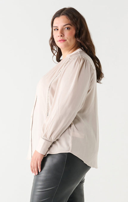 Crochet Insert Curvy Blouse - Distractions Clothing