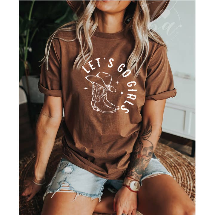 blonde ambition lets go girls shania twain womens t-shirt
