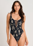 One piece bathing suit everyday sunday lost wonders lace up