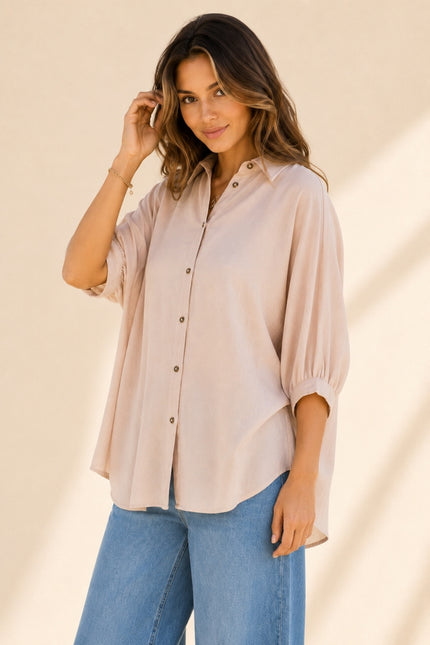 Audrey Curvy Button Up