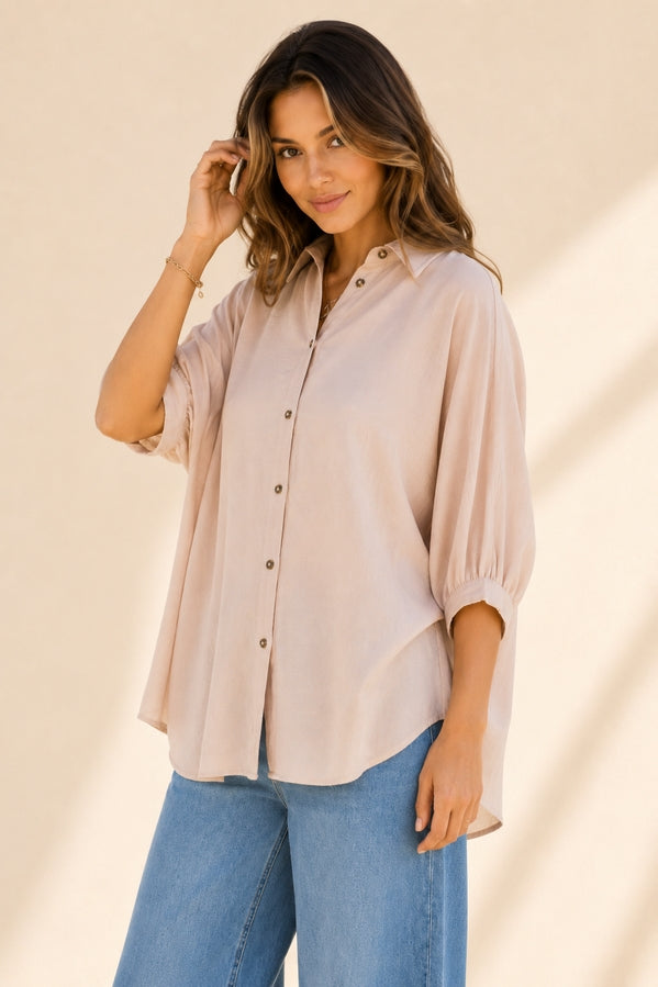 Audrey Curvy Button Up