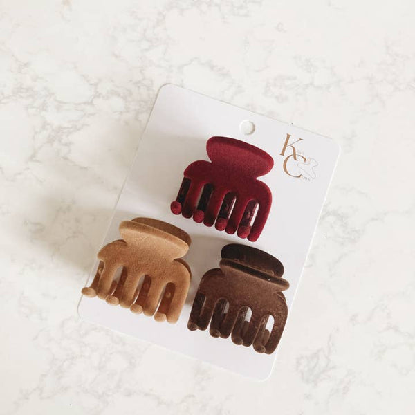 Flocked Mini Claw Clip Set - Distractions Clothing