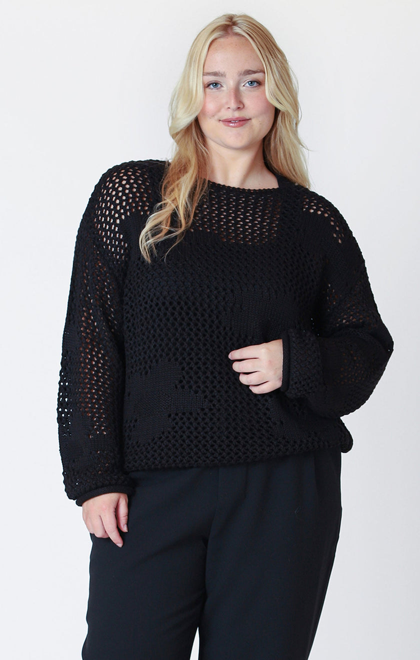 Floral Curvy Crochet Sweater - Distractions Clothing