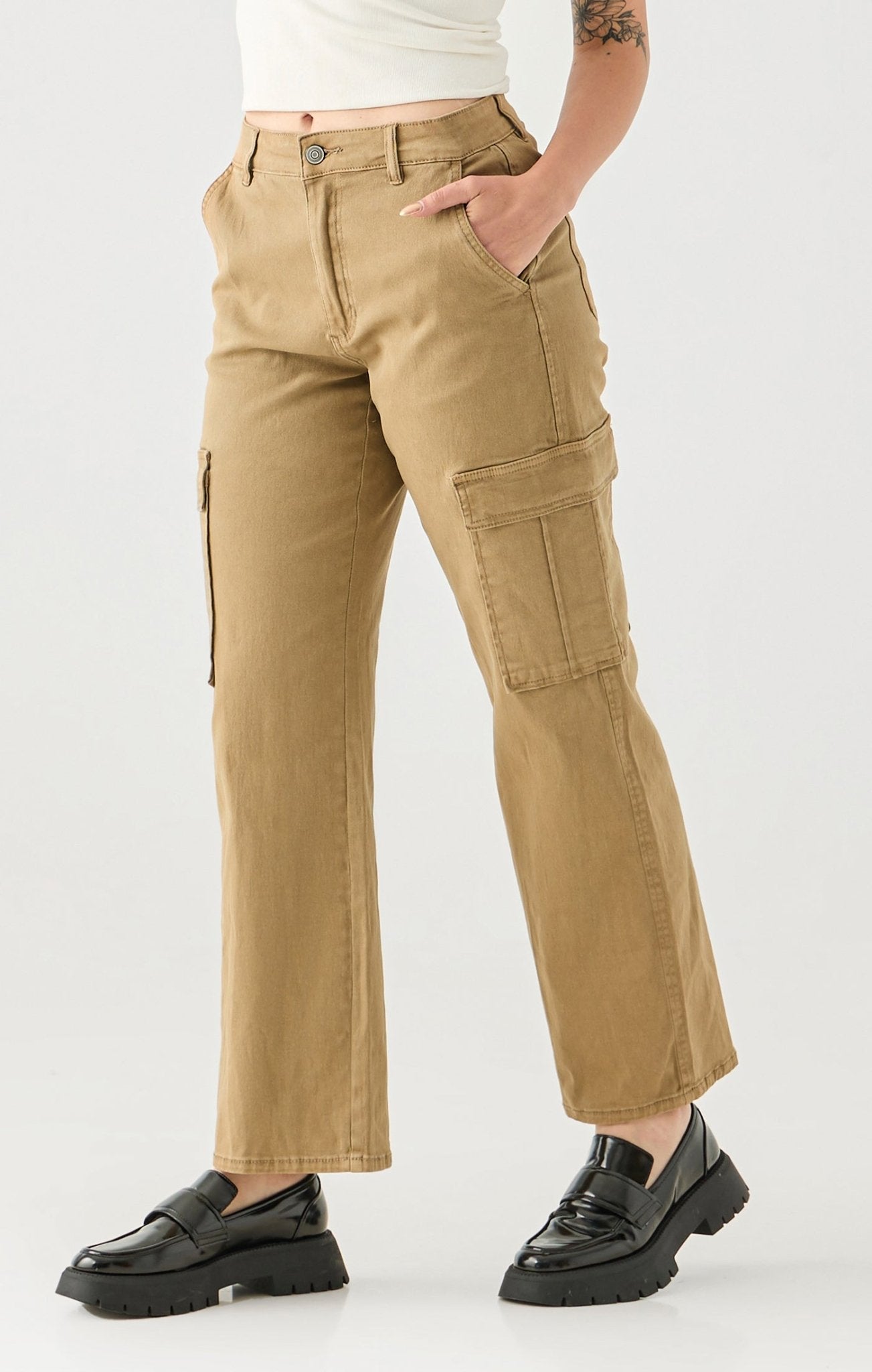 High Rise Straight Leg Cargo Pant - Distractions Clothing