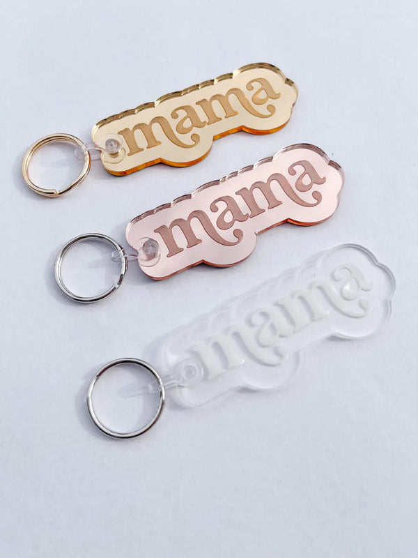 Gold Mama Engraved Keychain