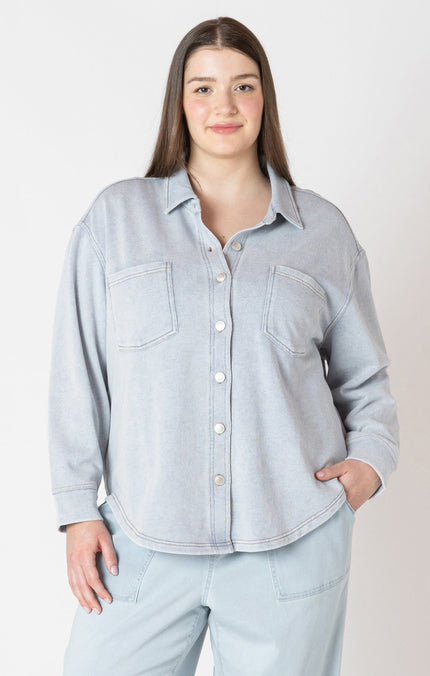 Jacey Knit Denim Shirt - Distractions Clothing