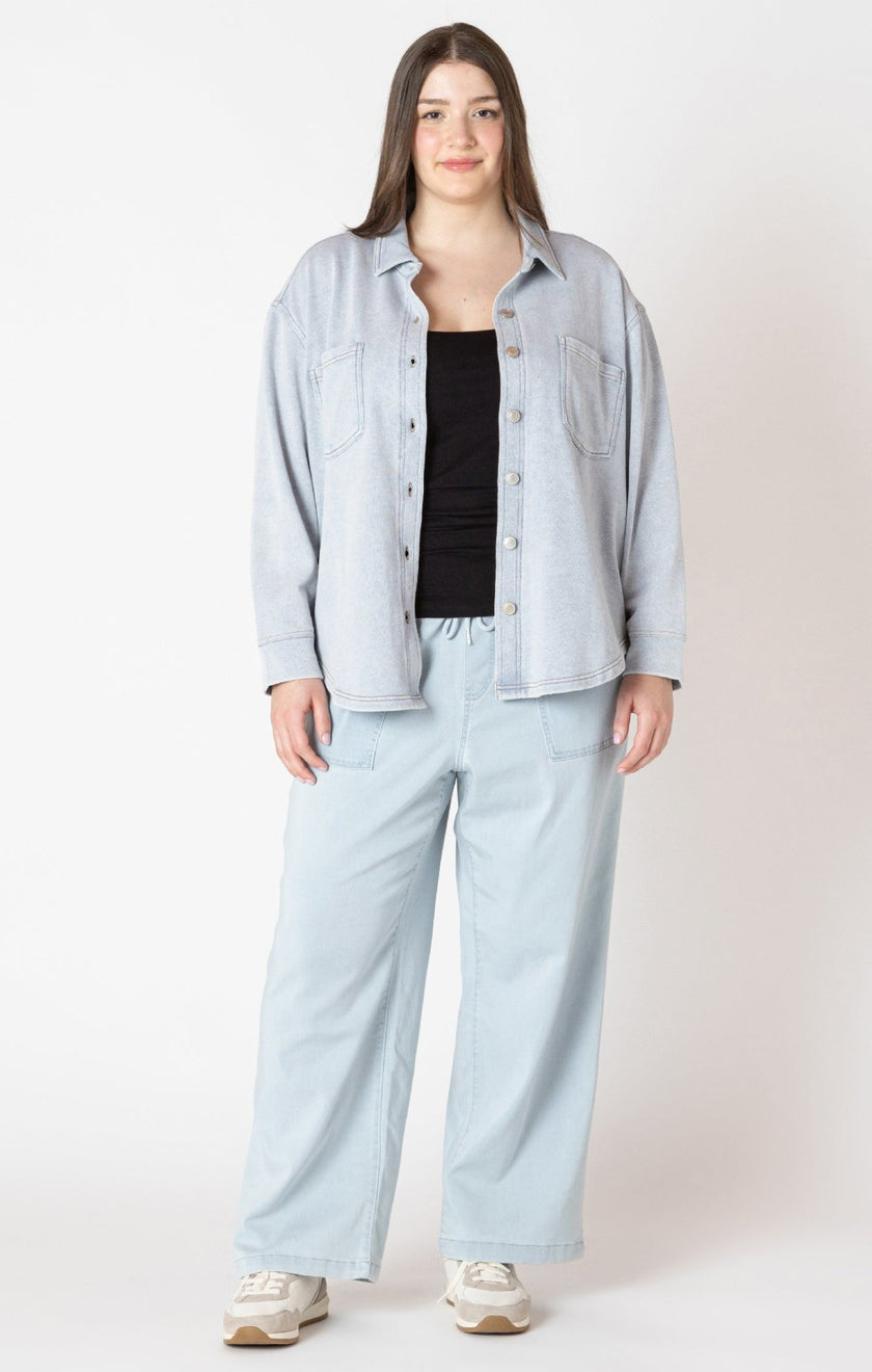 Jacey Knit Denim Shirt - Distractions Clothing