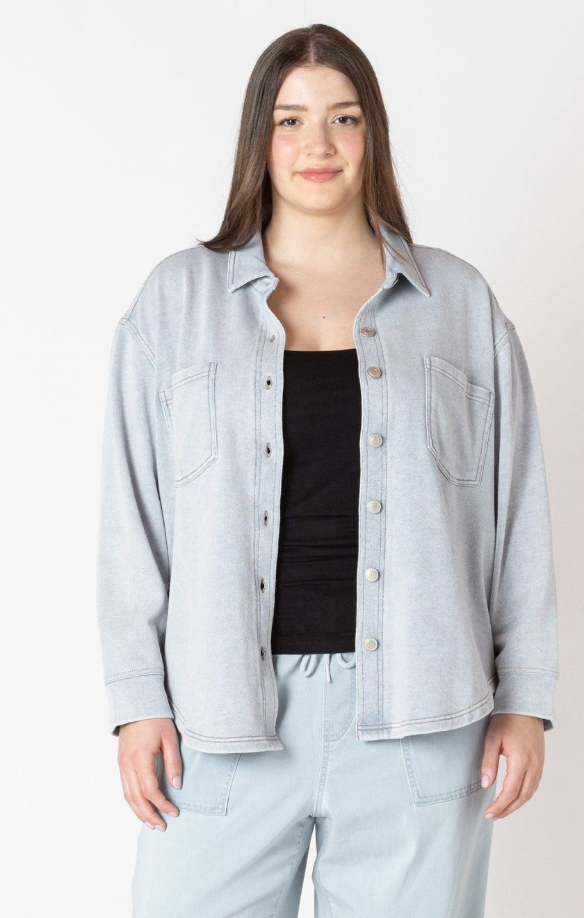 Jacey Knit Denim Shirt - Distractions Clothing