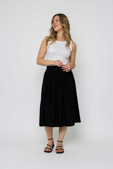 Lina Eyelet Midi Skirt - Distractions Clothing