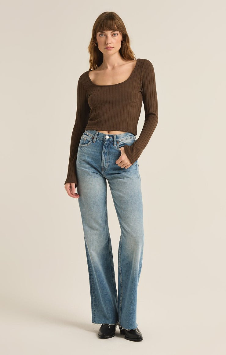 Madeline Rib Long Sleeve Top - Distractions Clothing