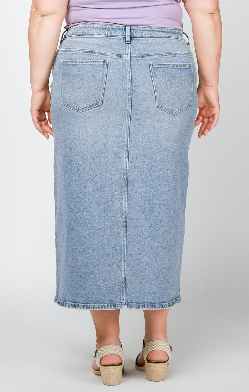 Maya Curvy Denim Skirt - Distractions Clothing