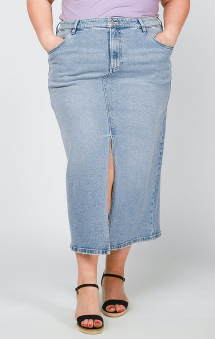 Maya Curvy Denim Skirt - Distractions Clothing