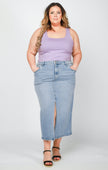 Maya Curvy Denim Skirt - Distractions Clothing
