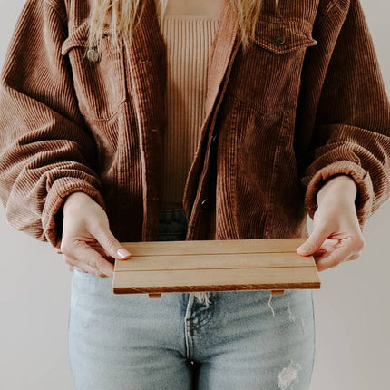 Natural Rectangular Wood Tray - Distractions Clothing