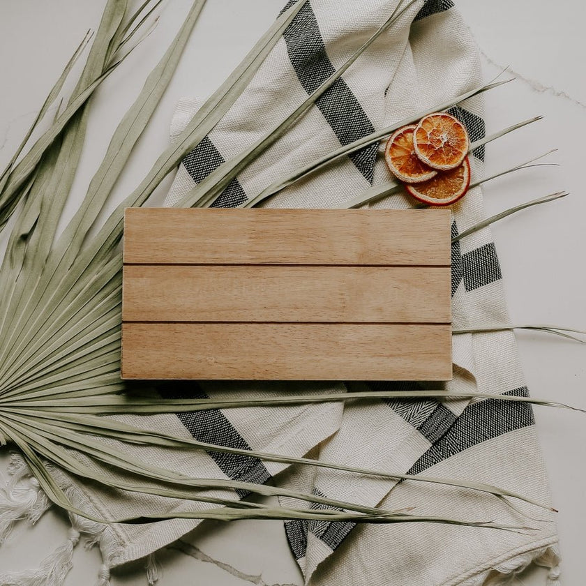 Natural Rectangular Wood Tray - Distractions Clothing