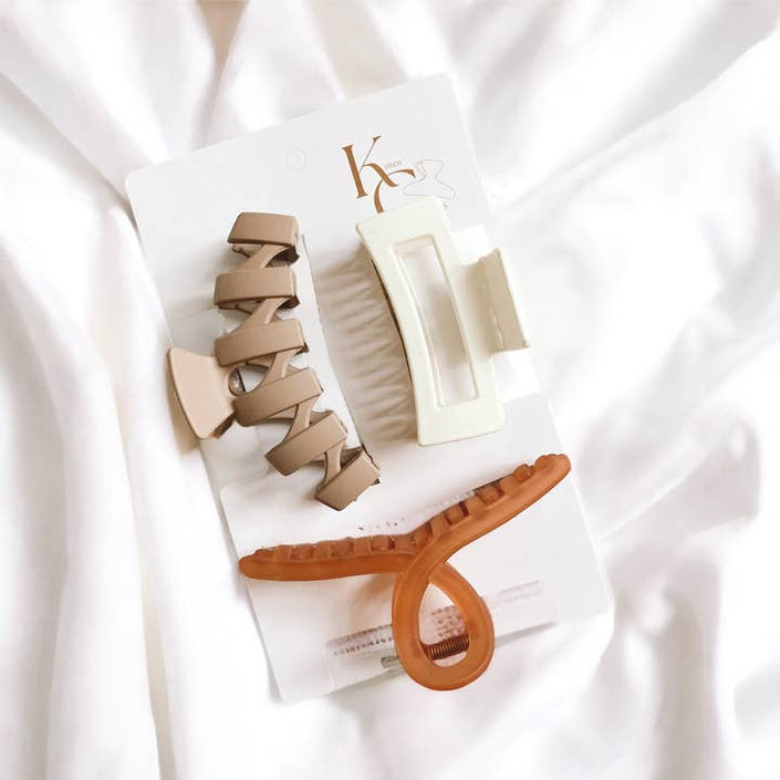 Neutral Mix Claw Clip Trio - Distractions Clothing