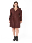 Pleated V Neck Curvy Dress - Distractions Clothing