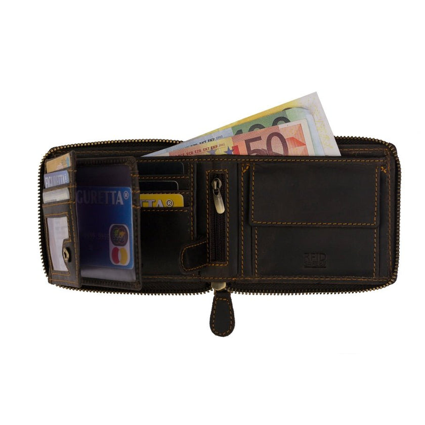 Red RFID Zip Wallet - Distractions Clothing