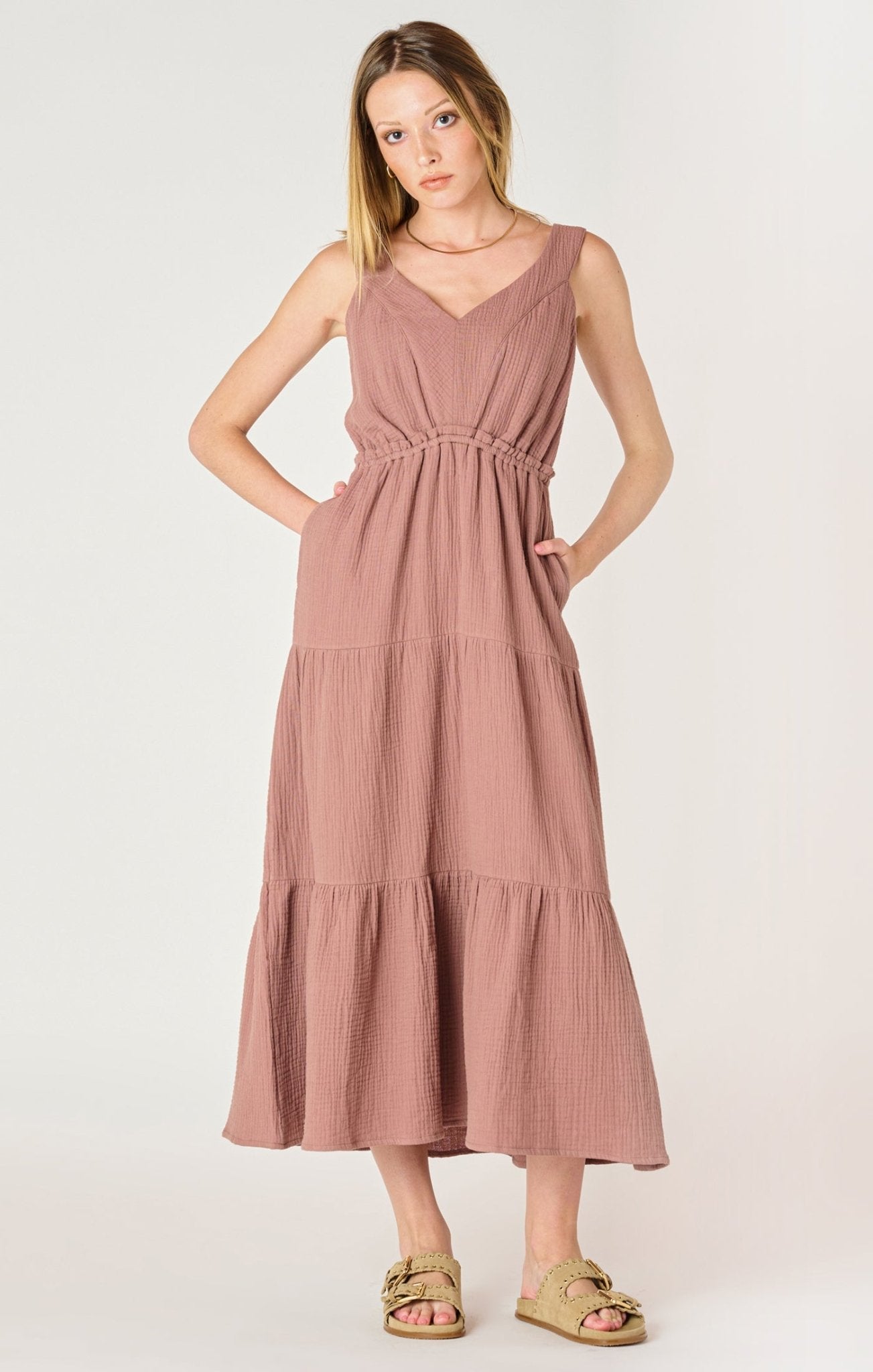 Rose Textured Midi Dress - Distractions Clothing