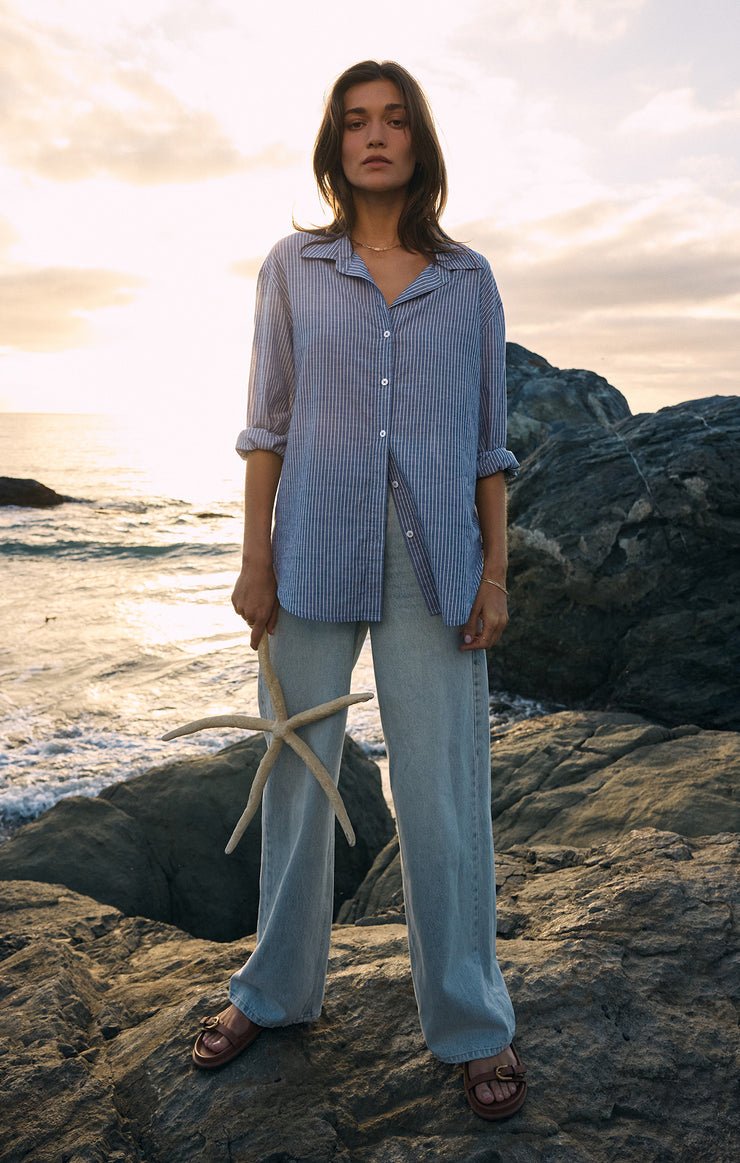 Seaport Striped Button Up Shirt - Distractions Clothing