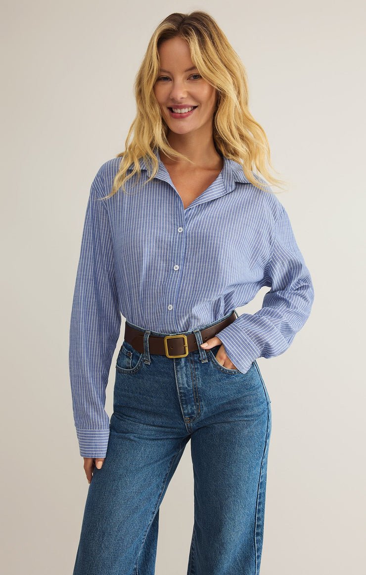 Seaport Striped Button Up Shirt - Distractions Clothing