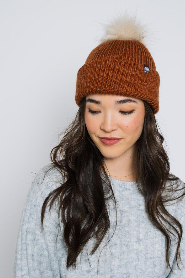 Snowflake Sherpa Lined Rib Beanie - Distractions Clothing