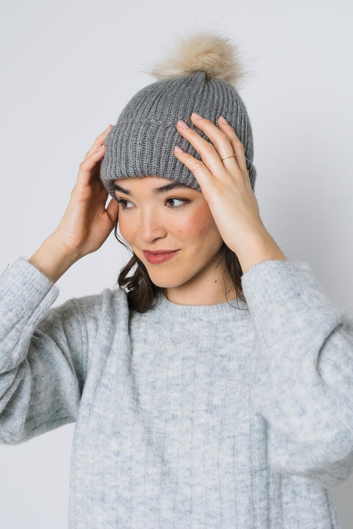 Snowflake Sherpa Lined Rib Beanie - Distractions Clothing