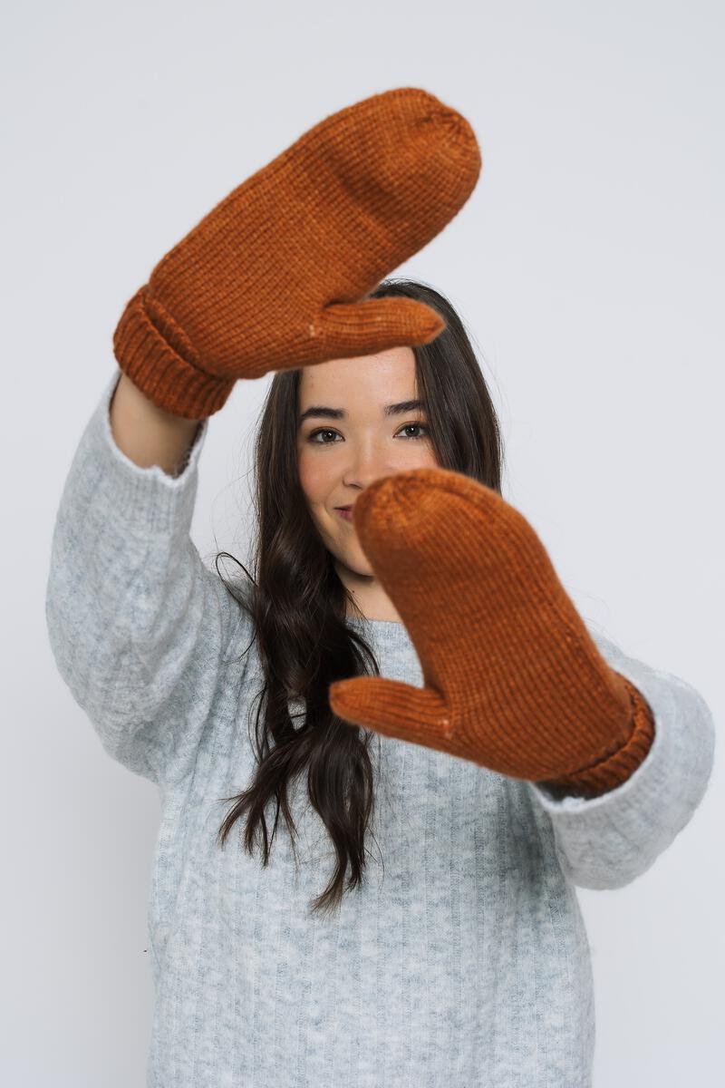 Snowflake Sherpa Lined Rib Mitts - Distractions Clothing