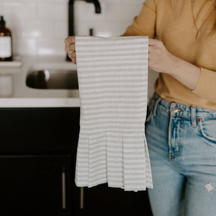 Striped Hand Towel with Ruffles - Distractions Clothing