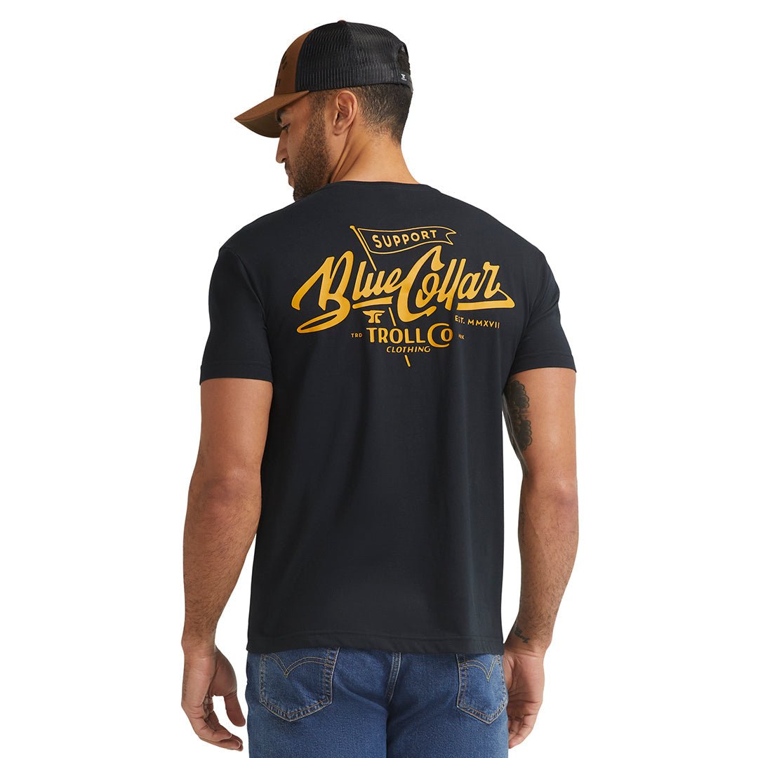 Support Blue Collar Banner Tee - Distractions Clothing