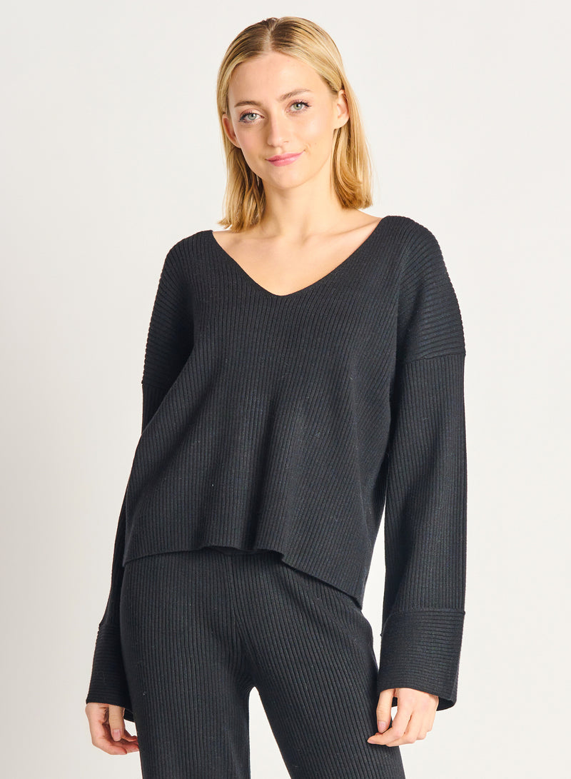 Wide Sleeve Ribbed Sweater