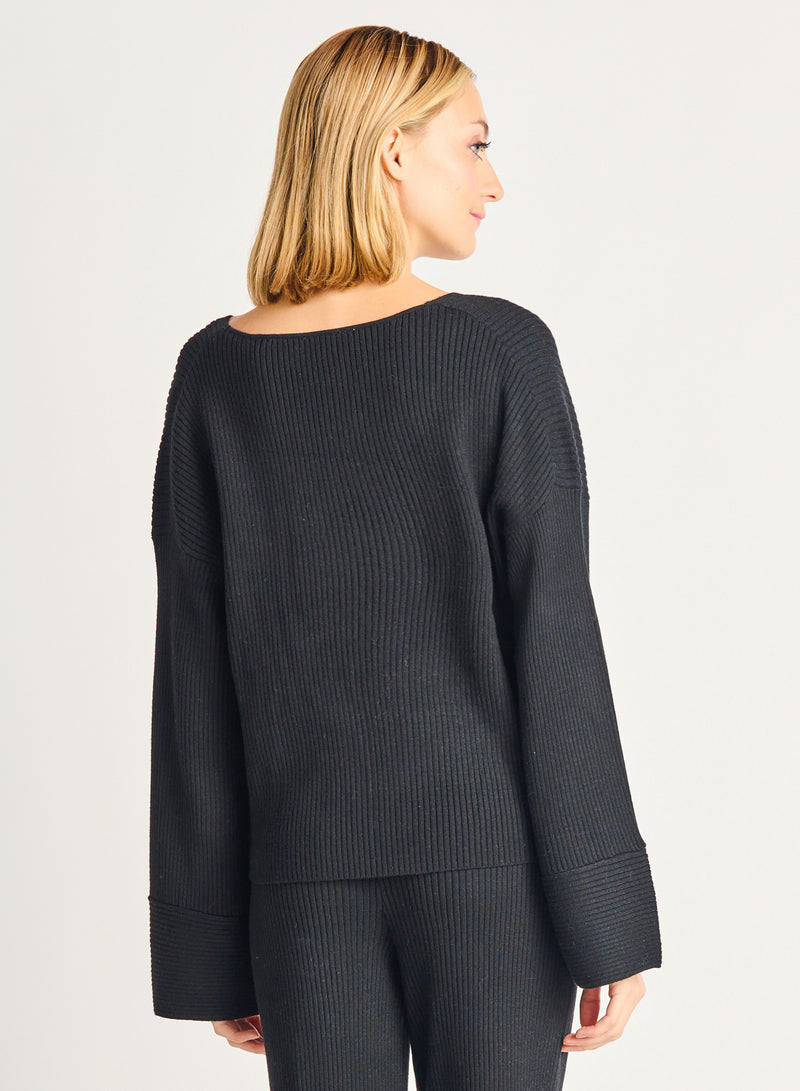 Wide Sleeve Ribbed Sweater