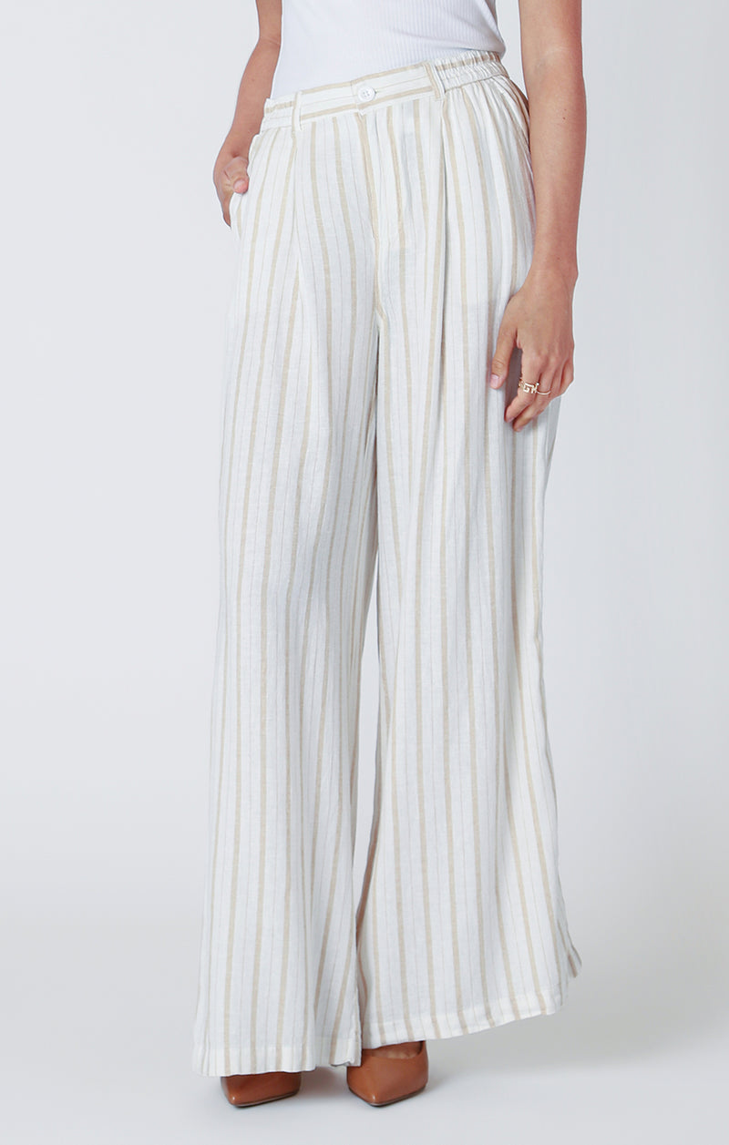 womens wide leg striped trouser pant