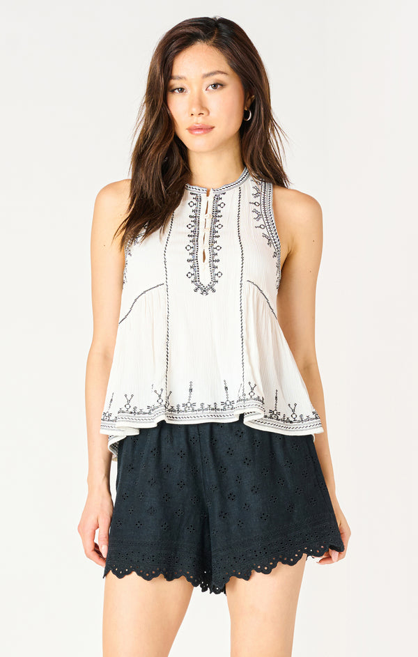 womens dex embroidered top