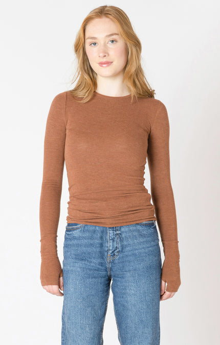 womens brown or beige Dex long sleeve shirt