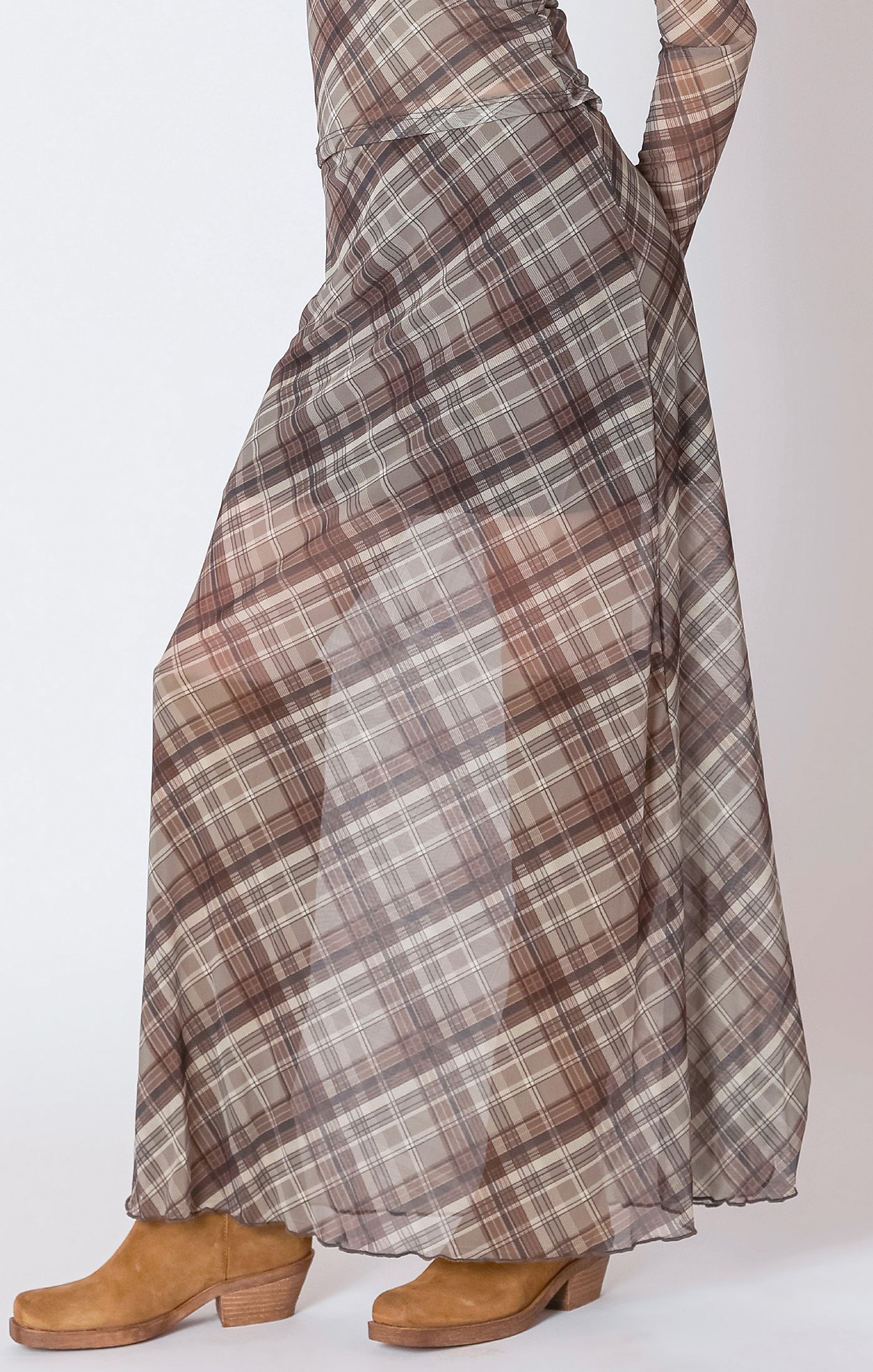 Dionne Mesh Plaid Skirt