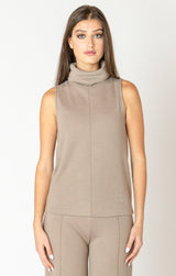 Womens clothing Rolled turtleneck tank Black Tape