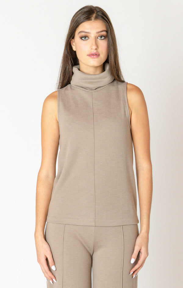 Womens clothing Rolled turtleneck tank Black Tape