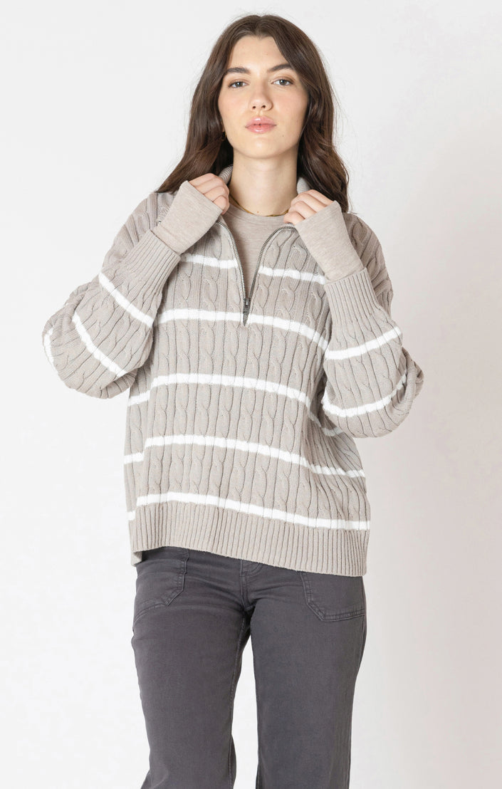 Taupe Half Zip Curvy Sweater