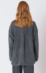 Washed Knit Denim Shacket