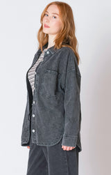 Washed Knit Denim Shacket