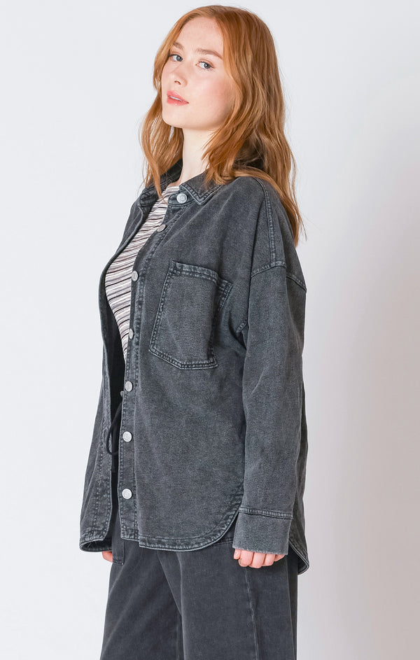 Washed Knit Denim Shacket