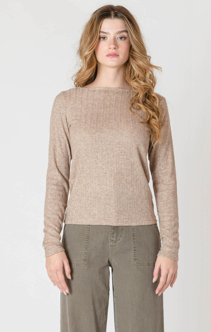 Women's boatneck textured top
