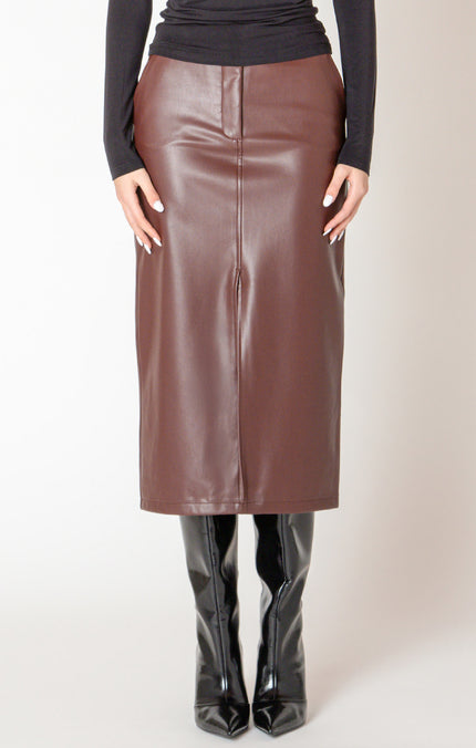 Women's faux leather midi skirt