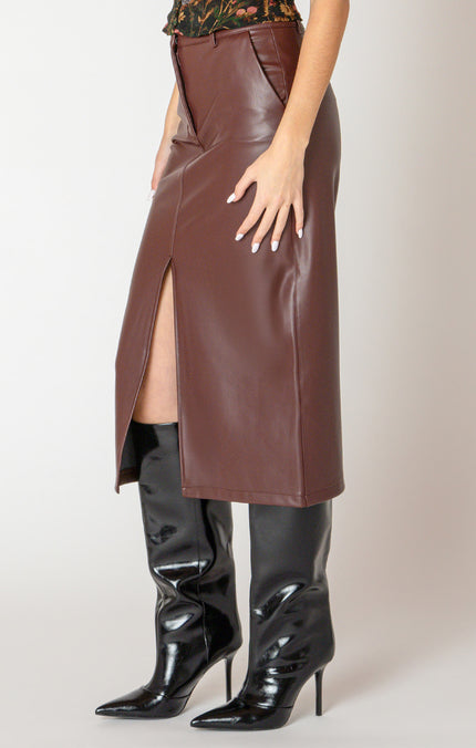 Aria Leather Midi Skirt