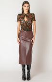 Aria Leather Midi Skirt