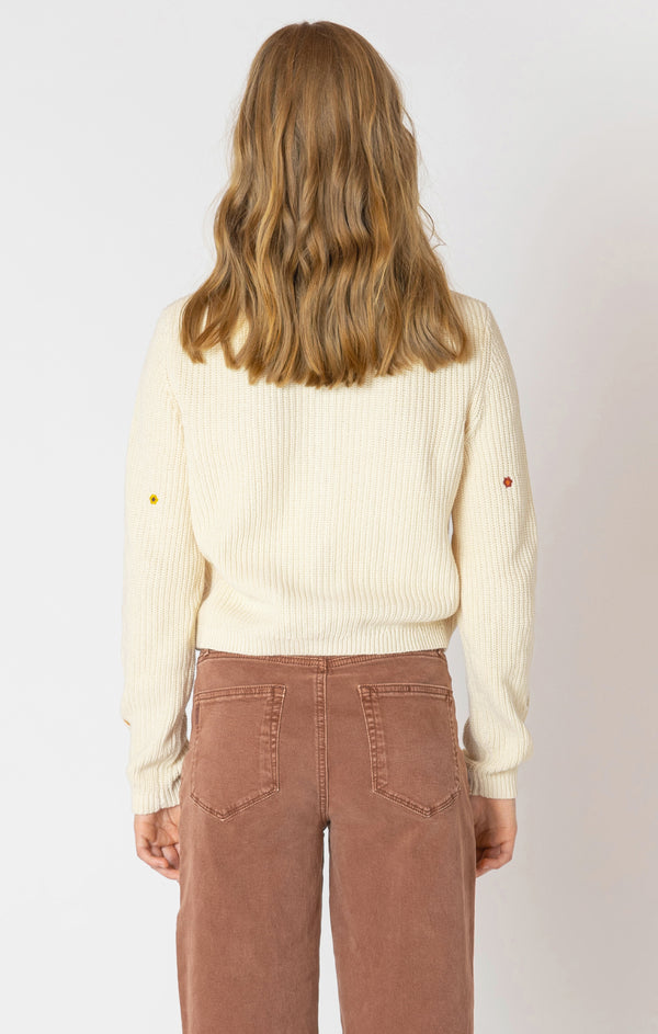 Cece Floral Embroidery Sweater