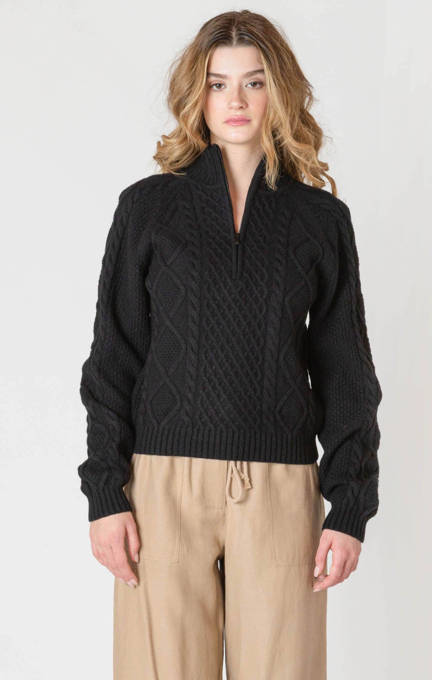 Women's half zip cable sweater