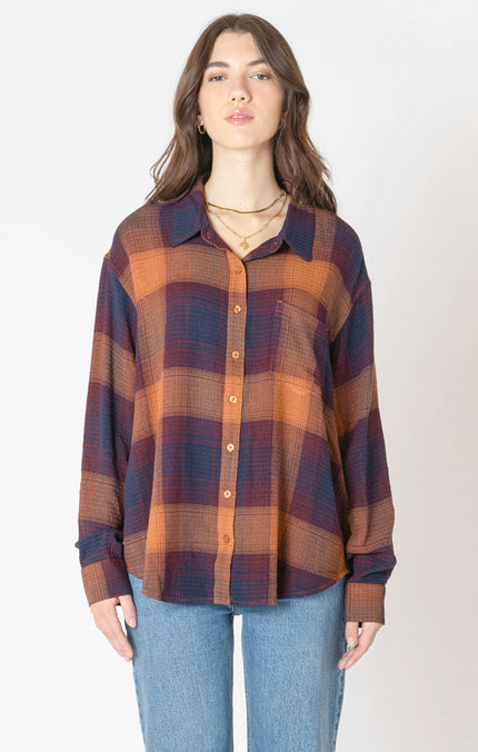 Women's textured plaid shirt