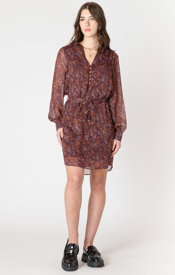 Women's belted button detail dress